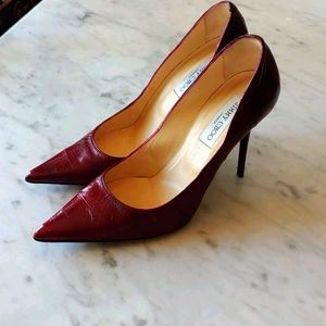 Jimmy Choo Red eel skin pumps